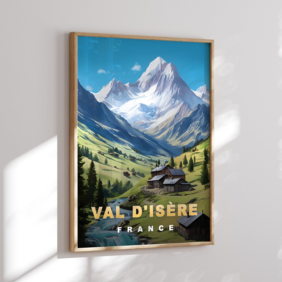 Val d'Isere France Snowy Alpine Chalet Valley Retro Travel Poster - Image 3