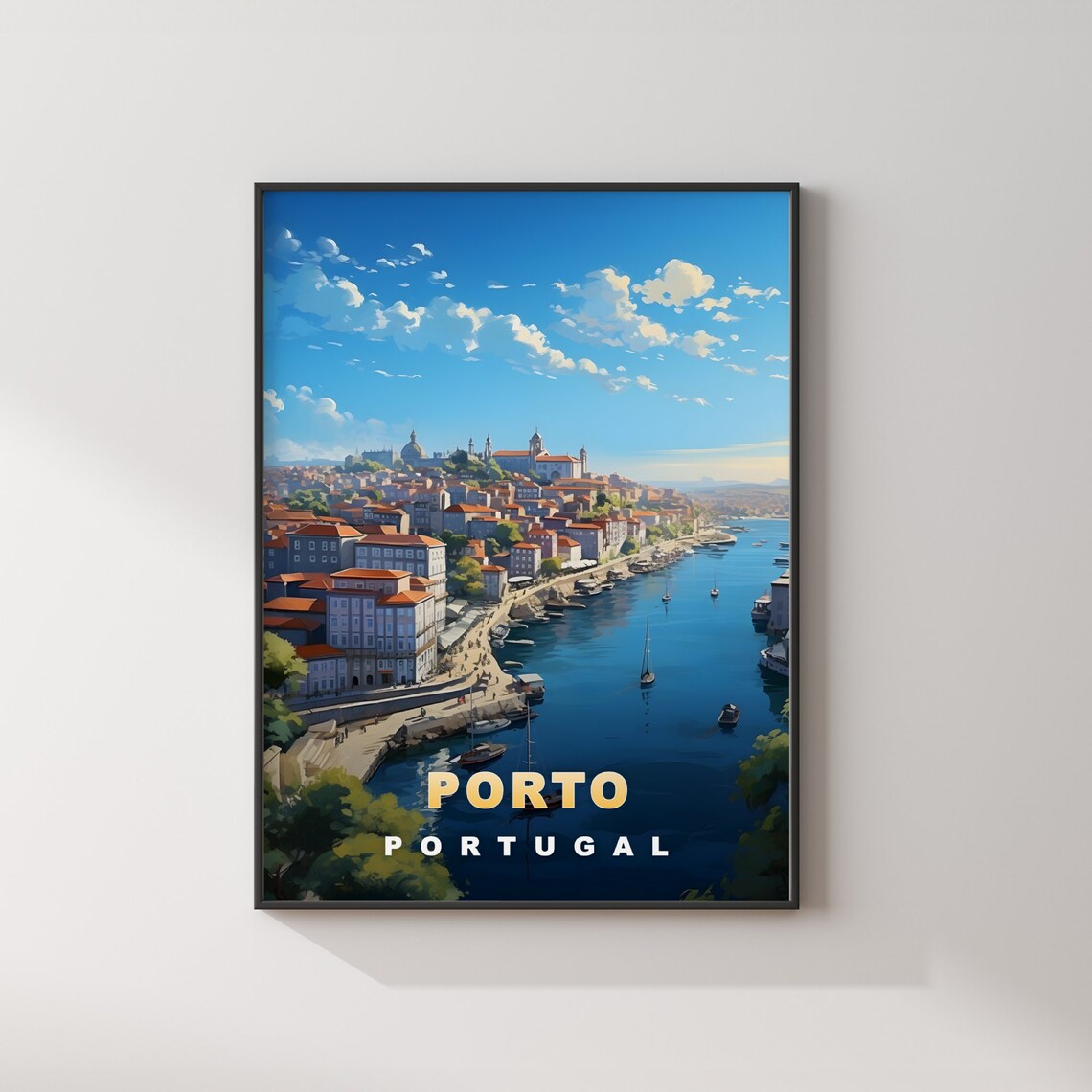 Porto Portugal Aerial River View Skyline Retro Travel Poster Decor Art - Image 2