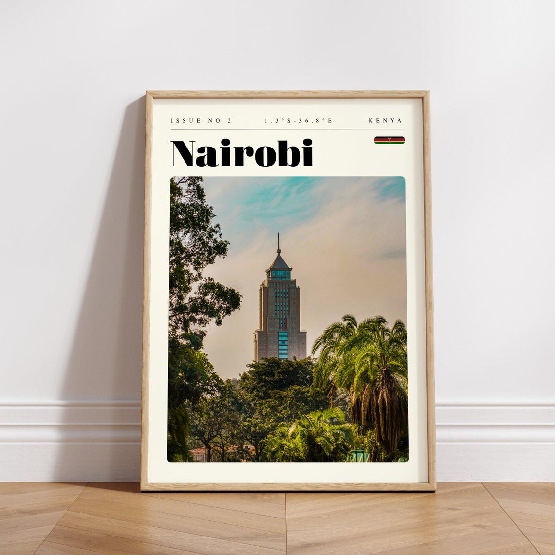Nairobi Kenya Skyscraper Above Palm Trees Cityscape Photo Poster - Image 3