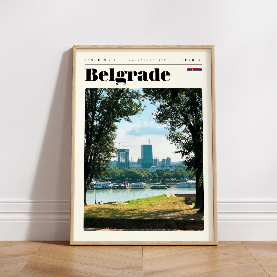 Belgrade Riverside Skyline Serbia Issue 1 Retro Travel Poster - Image 3