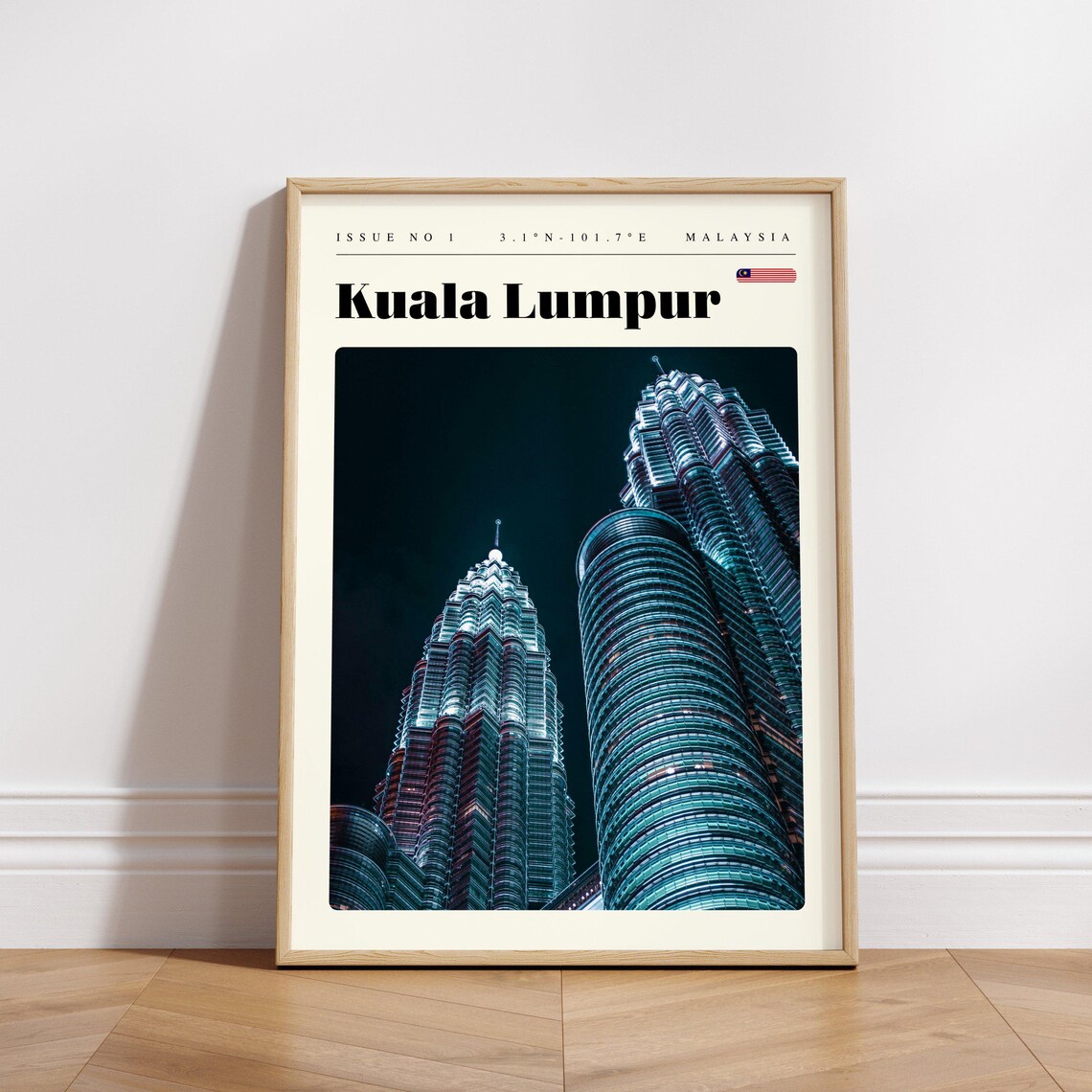 Kuala Lumpur Petronas Towers Night City Lights Malaysia Travel Poster - Image 3