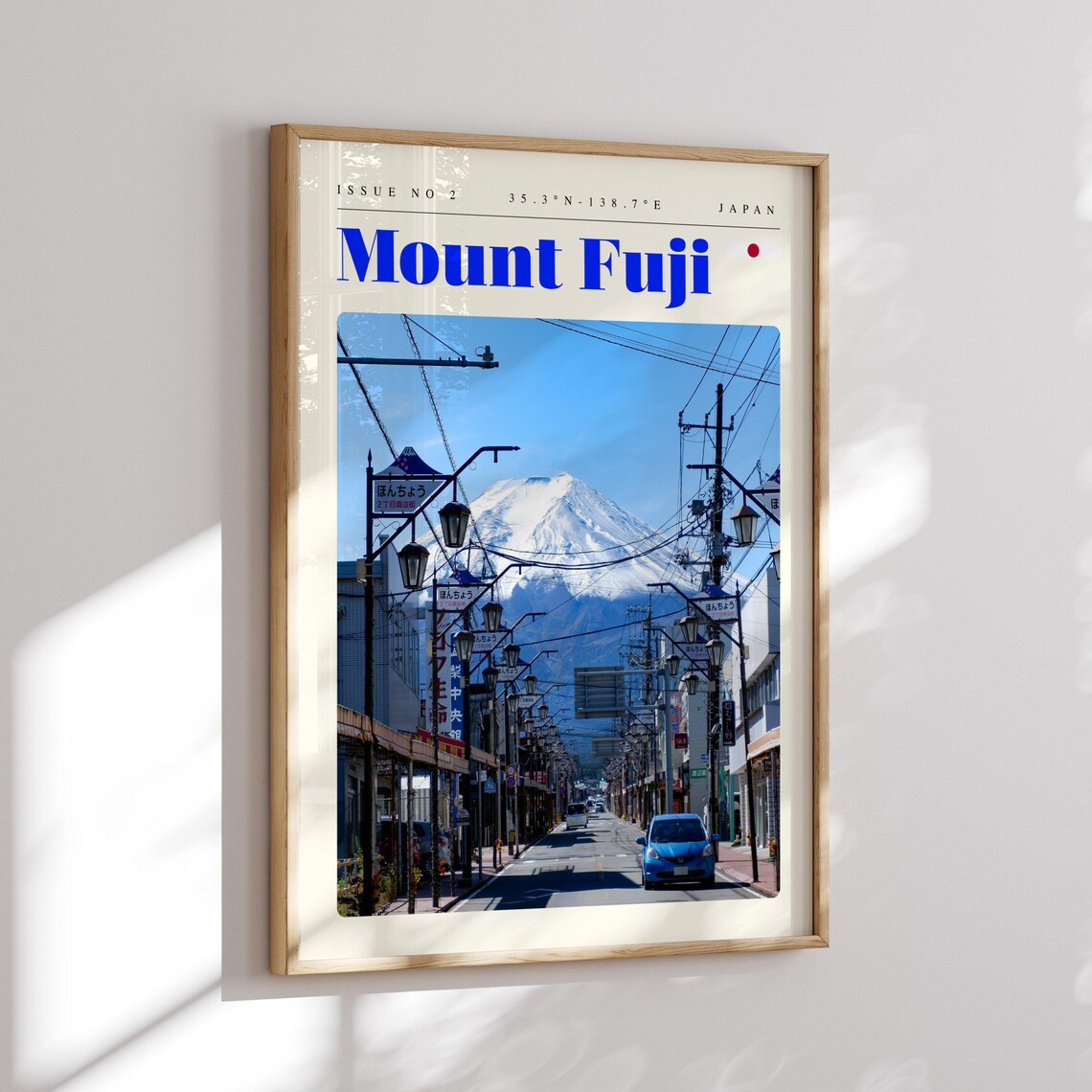 Mount Fuji Japan Snow Capped Peak Shopping Street View Poster - Image 2