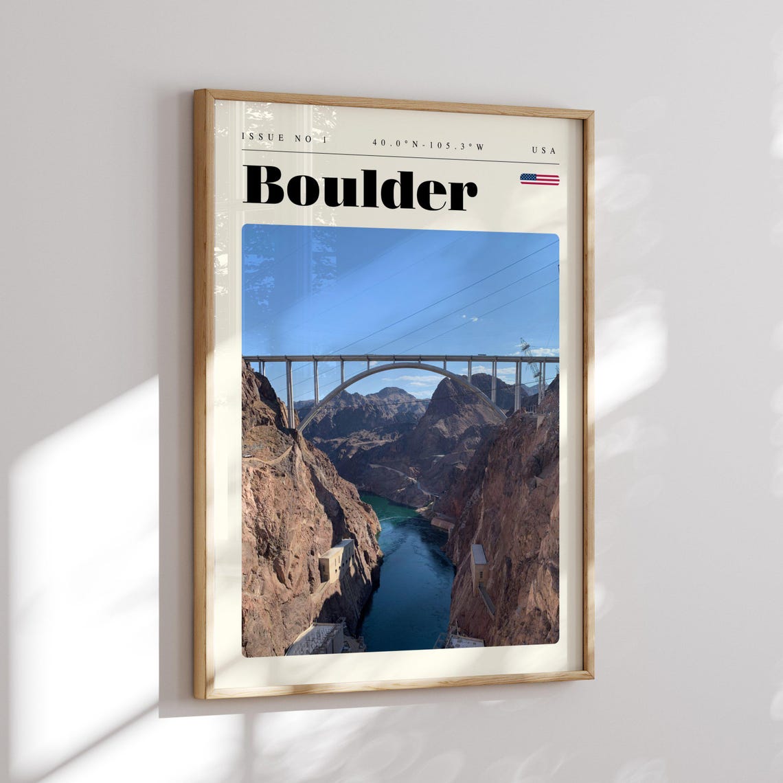 Boulder USA Deep Canyon River Steel Arch Bridge Dramatic Poster - Image 2