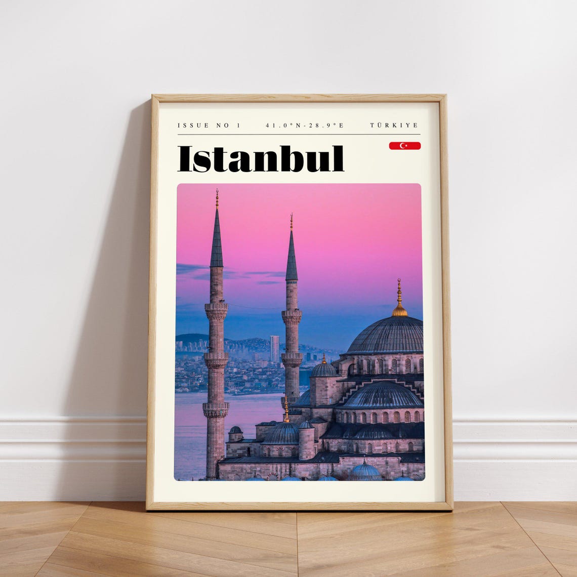 Istanbul Türkiye Blue Mosque at Pink Sunset Travel Poster Artwork - Image 3