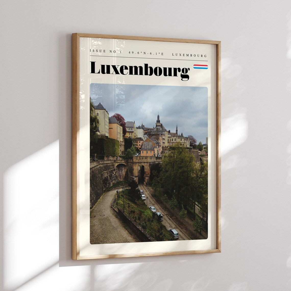 Luxembourg City Old Town Fortress Road Cliffs View Travel Poster - Image 2