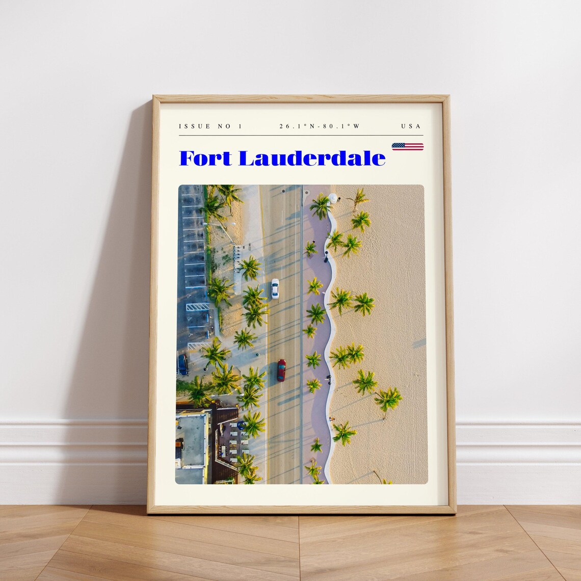 Fort Lauderdale USA Aerial Beach Road Palm Trees Shore Travel Poster - Image 3