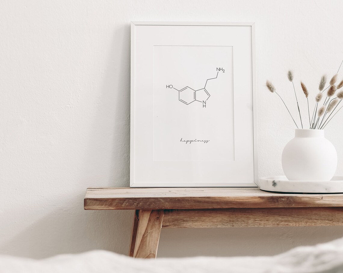 Serotonin Molecule Minimalist Art Print, Poster - Image 2