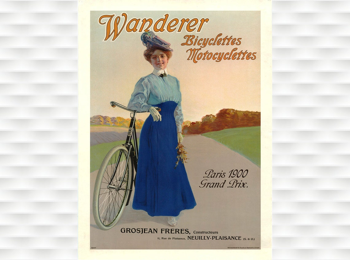 Wanderer Bicyclettes Motocyclettes Paris 1900 Grand Prix Woman Poster