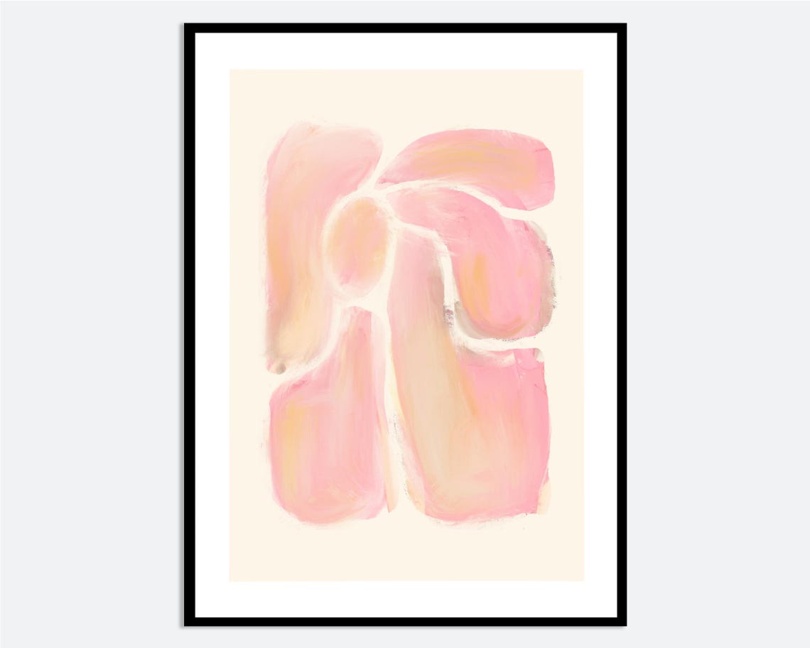 Soft Pink Abstract Flower Minimalist Blush Watercolor Art Poster