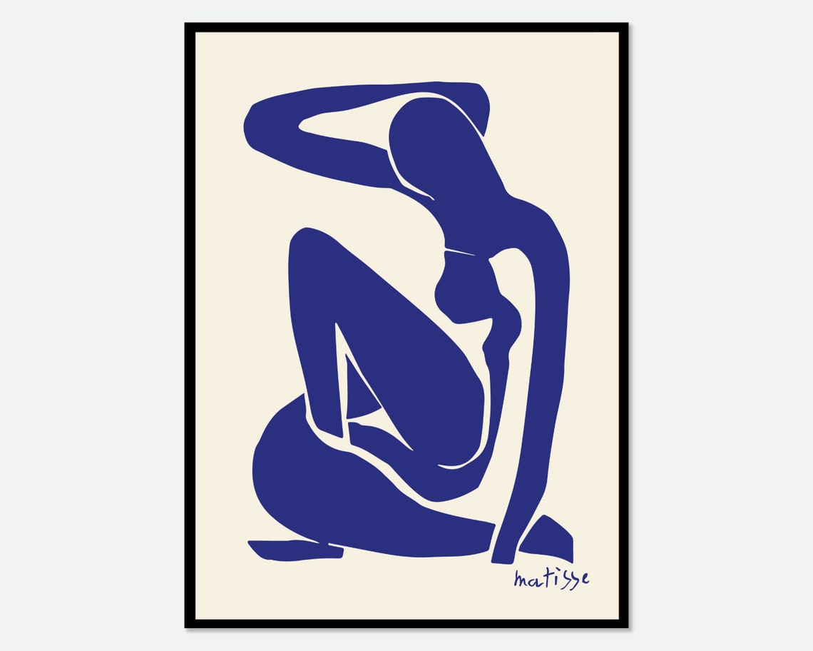 Henri Matisse Blue Nude Seated Figure Cut Out Abstract Art Poster