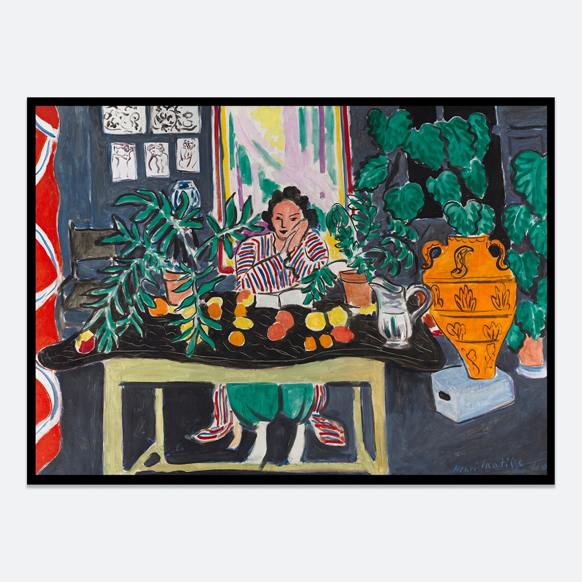 Henri Matisse Interior With Etruscan Vase Woman Reading Vintage Art Poster