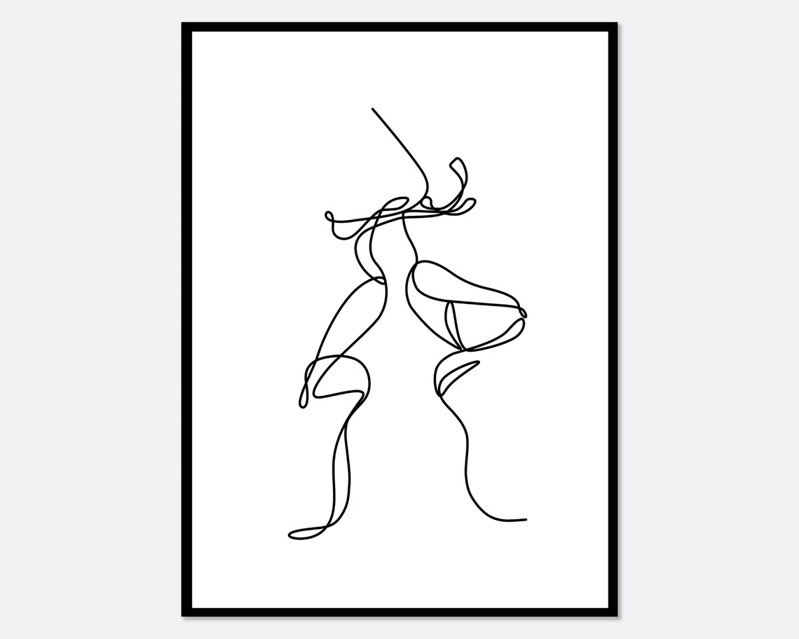 Kissing Couple Line Art Print, Minimalist Love Art Print - Image 2