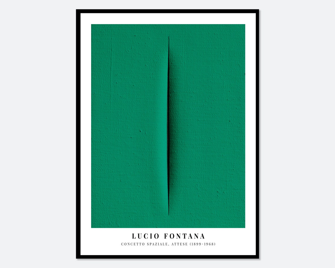 Lucio Fontana Deep Green Single Cut Canvas Spatialist Art Poster