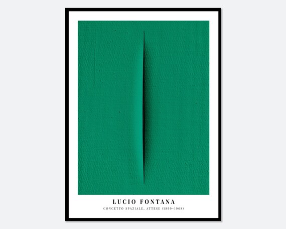 Lucio Fontana Deep Green Single Cut Canvas Spatialist Art Poster