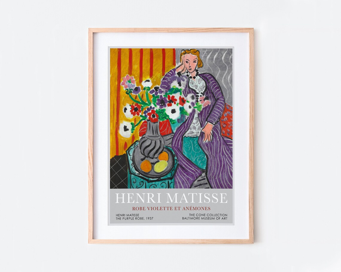 Henri Matisse The Purple Robe 1937 Anemones Floral Painting Poster - Image 4
