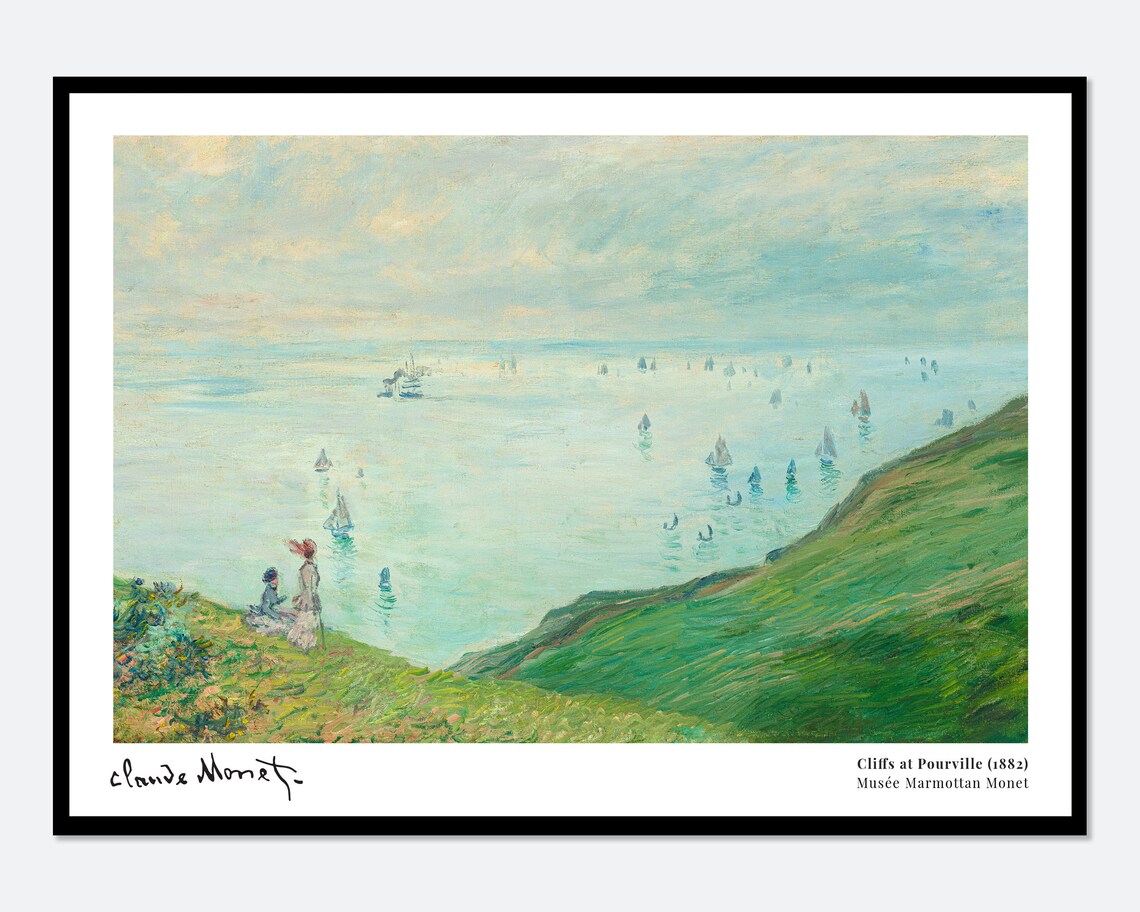 Monet Cliffs At Pourville 1882 Vintage Poster Print