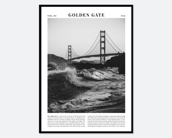 Golden Gate Bridge San Francisco Black and White Travel Poster
