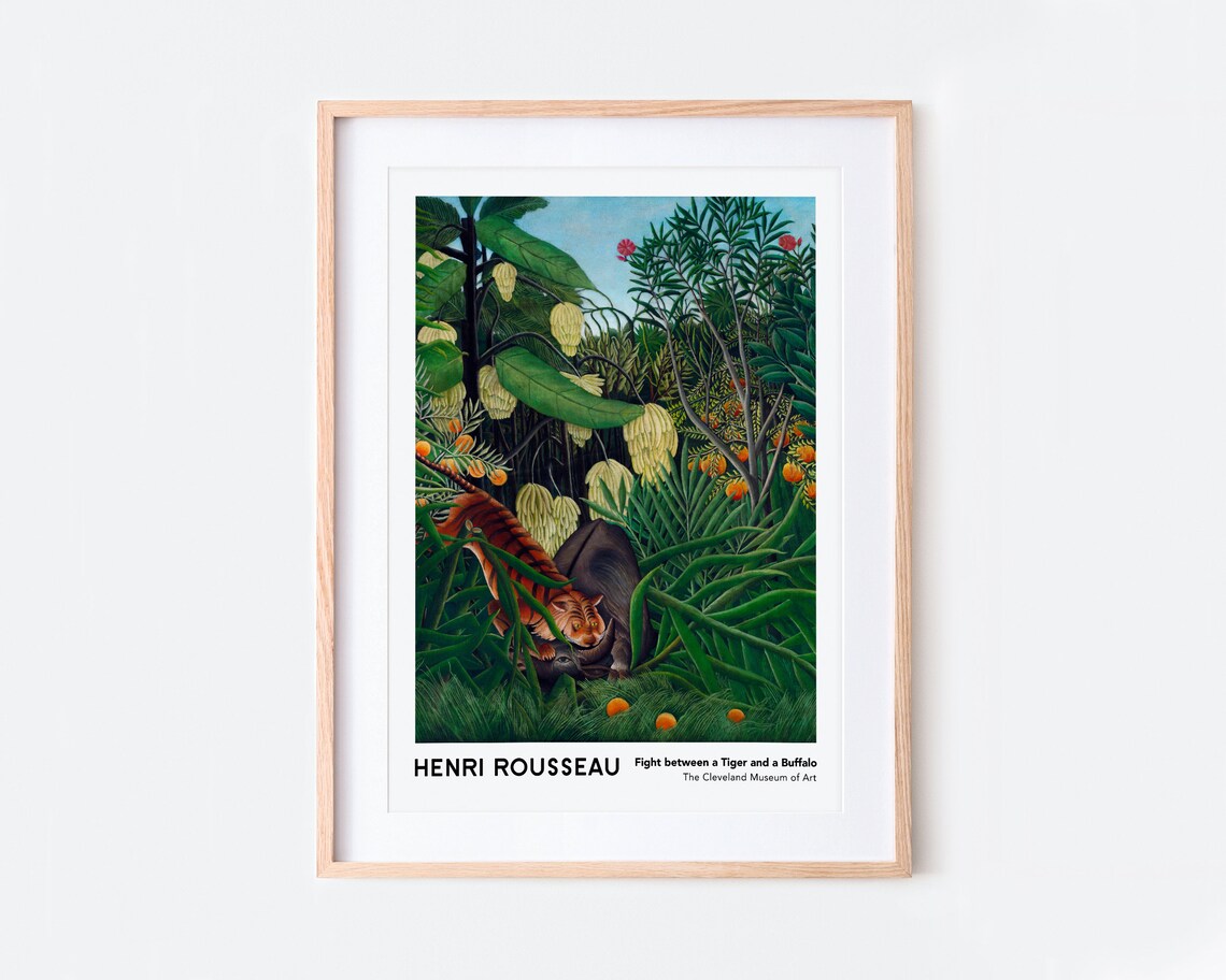 Henri Rousseau Tiger and Buffalo Vintage Exhibition Poster