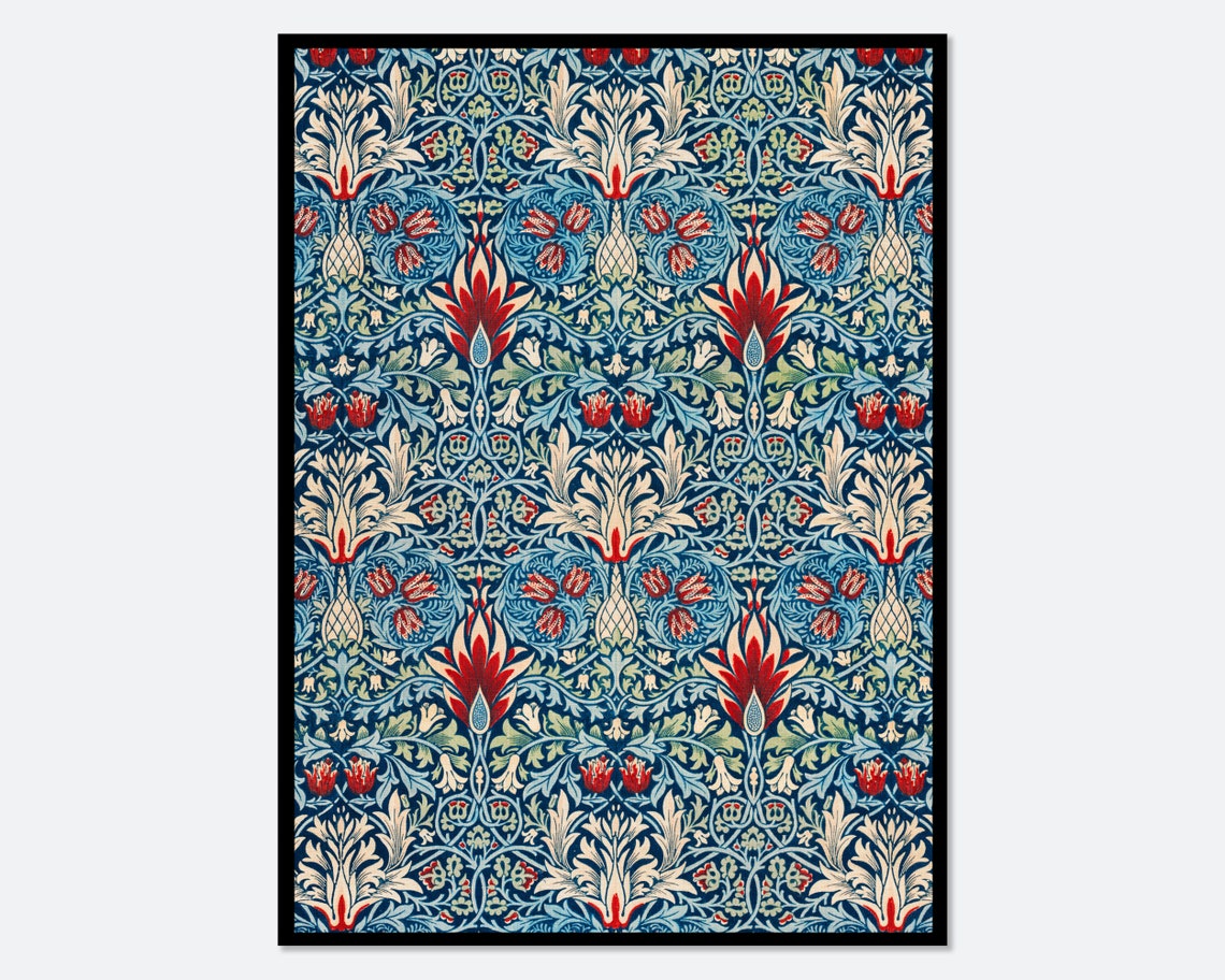 William Morris Snakeshead Blue Vintage Floral Pattern Poster