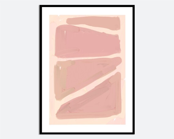 Contemporary Pink Abstract Shapes Art Print Hand Painted Geometric Poster Modern Graphic Wall Decor Minimal Mid Century Ma156