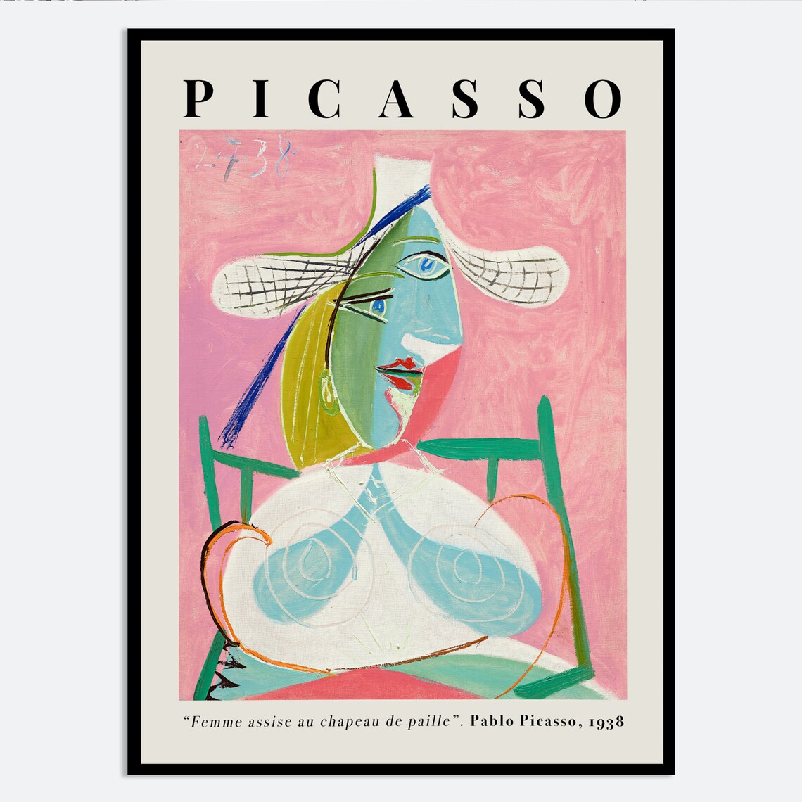 Picasso Femme Assise Au Chapeau De Paille Art Print