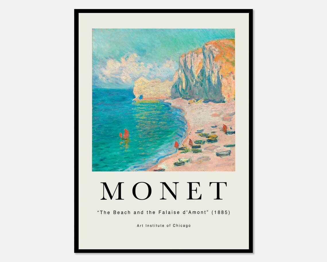 Monet-The Beach And The Falaise D’Amont Art Print