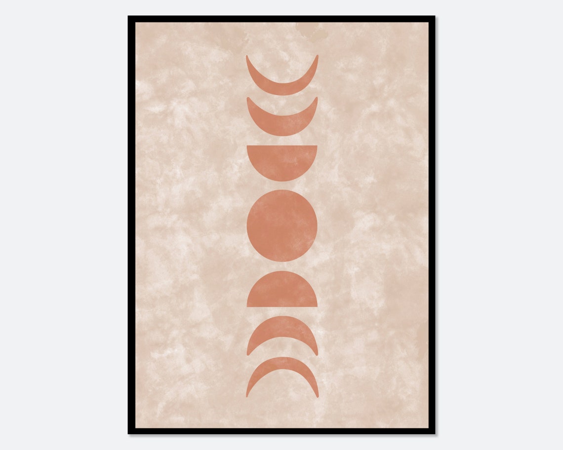Moon Phase Cycle in Terracotta Boho Abstract Minimalist Wall Poster