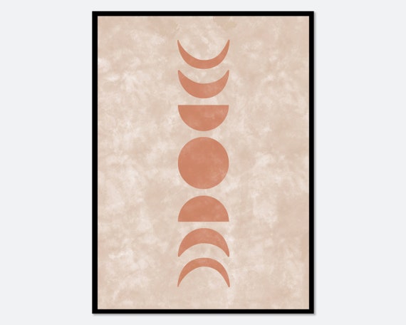 Abstract Moon Cycle Wall Art Print Moon Phases Neutral Poster Terracotta Mid Century Modern Celestial Muted Minimalist Boho Decor Al09