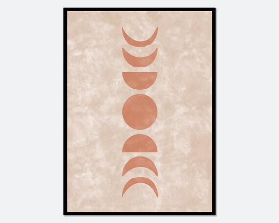 Moon Phase Cycle in Terracotta Boho Abstract Minimalist Wall Poster