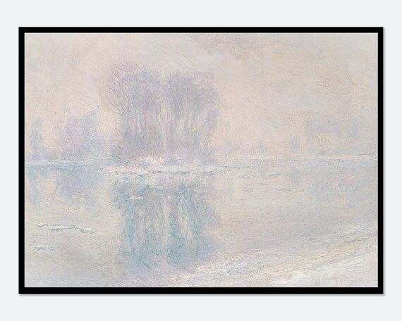 Claude Monet Ice Floes 1893 Serene Frozen River Winter Poster