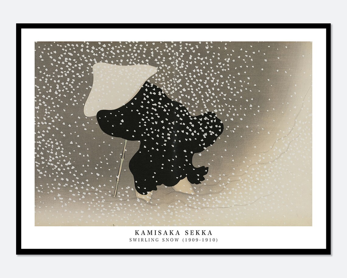 Kamisaka Sekka Swirling Snow 1909 Japanese Woodblock Art Poster