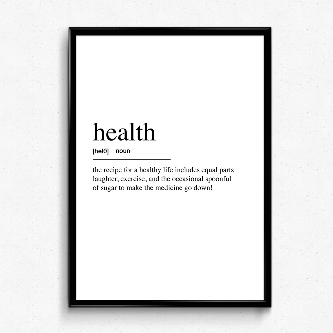 Health Definition Print, Minimalist Wall Art