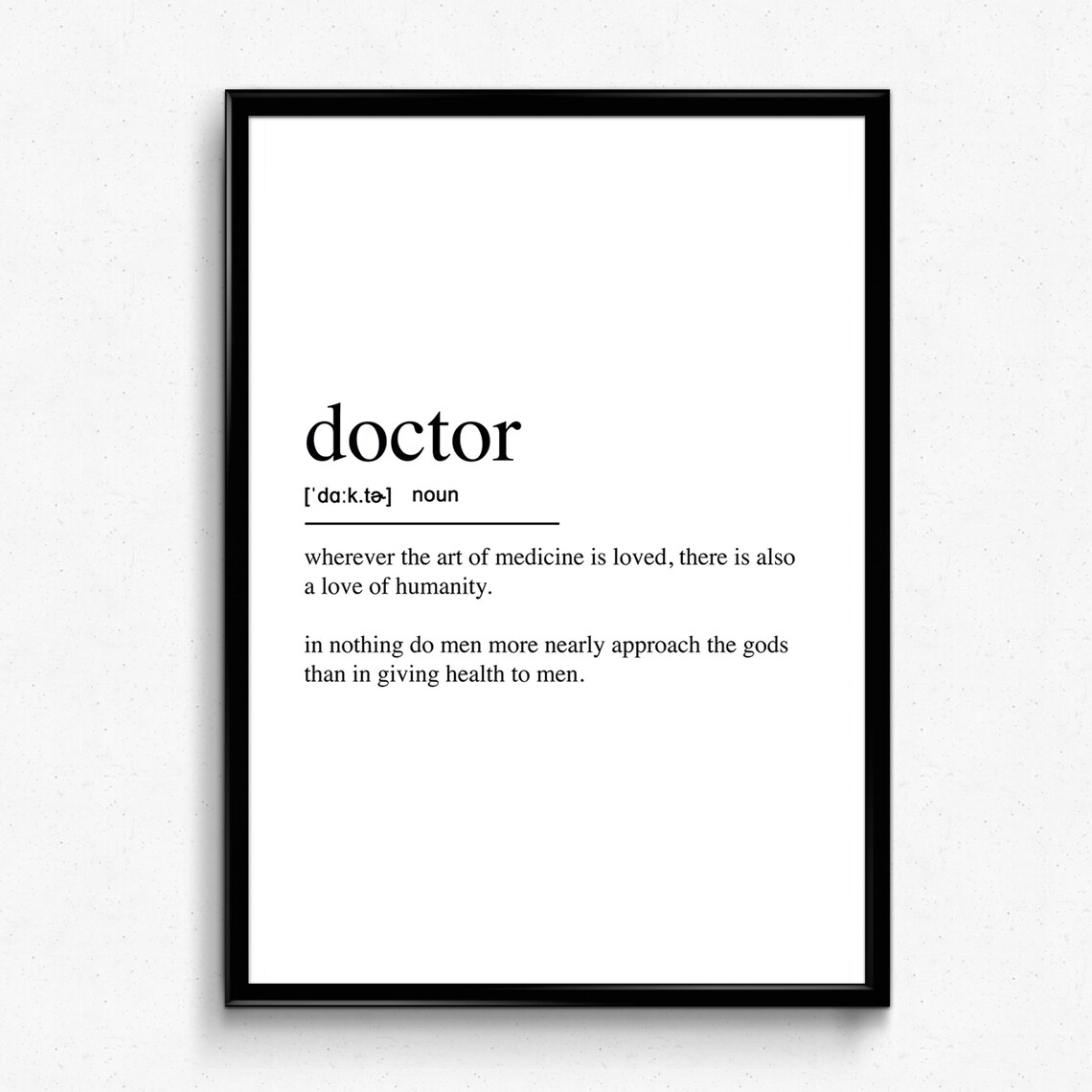Doctor Definition Print, Medical Wall Art