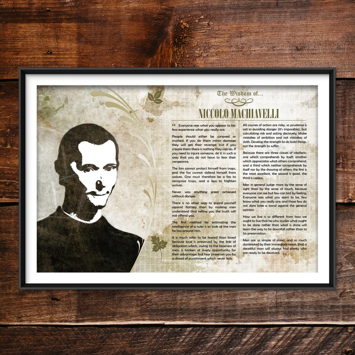 Niccolo Machiavelli Greatest Quotes Art Print