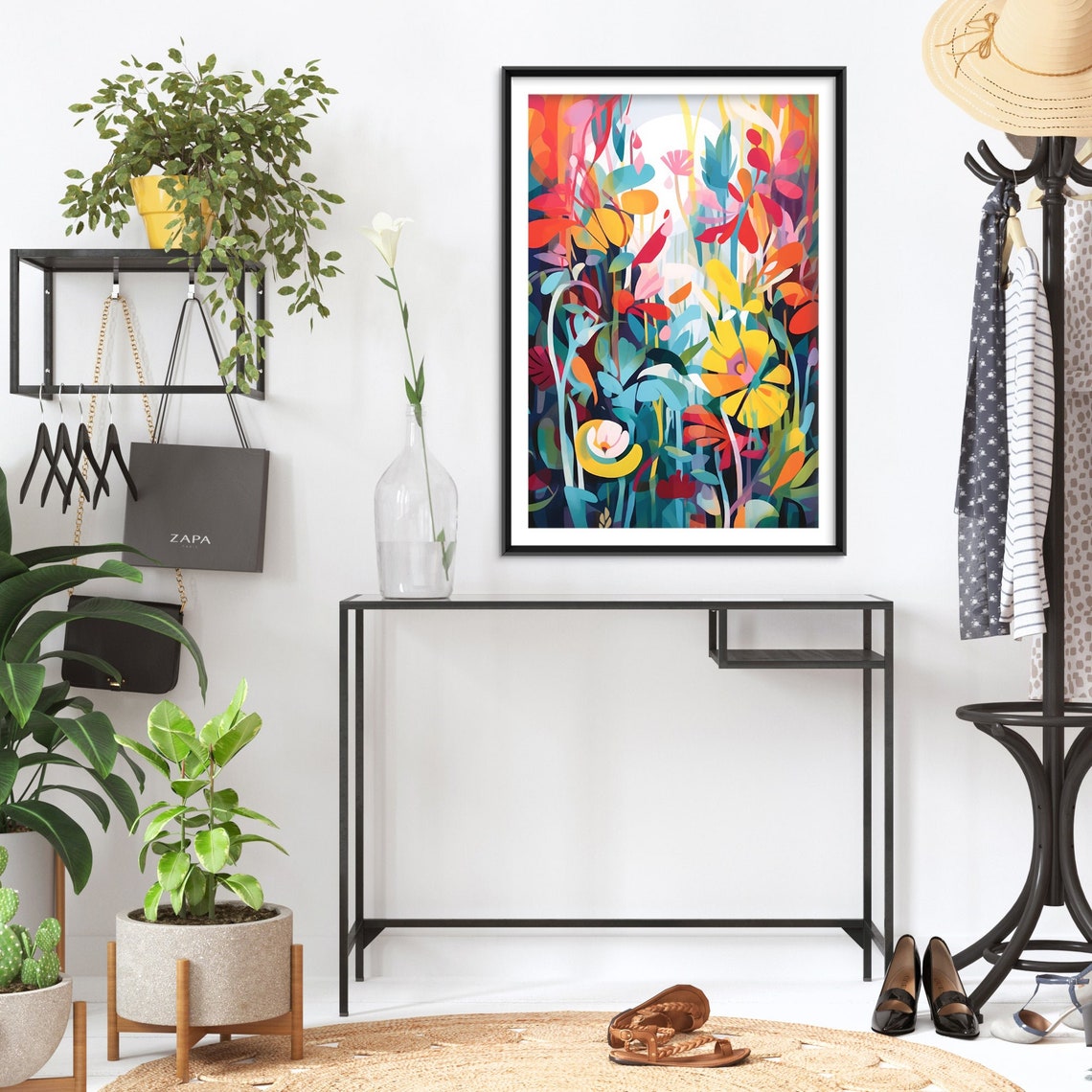 Abstract Colorful Garden Flowers Impressionist Bright Floral Print Art - Image 2
