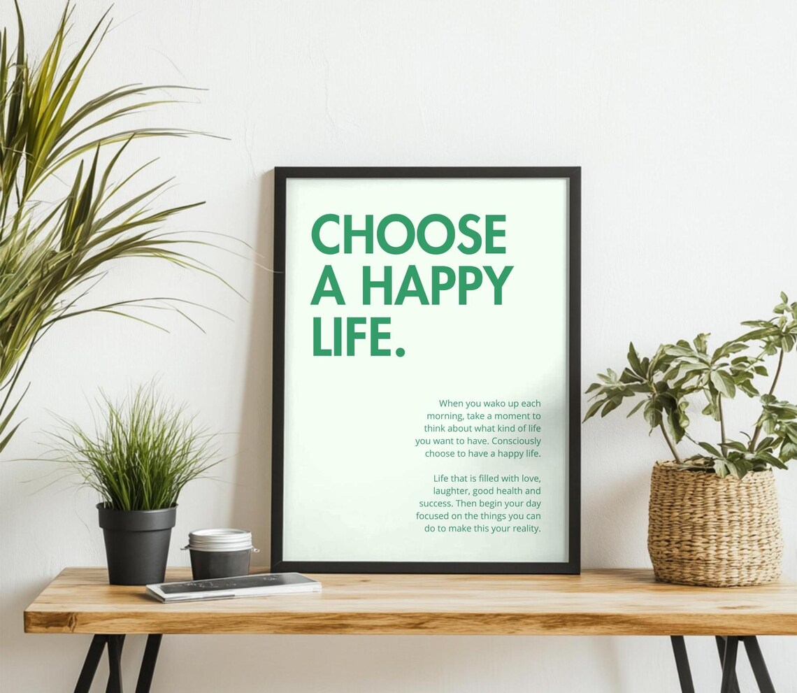 Choose A Happy Life Quote, Motivational Modern Decor - Image 4
