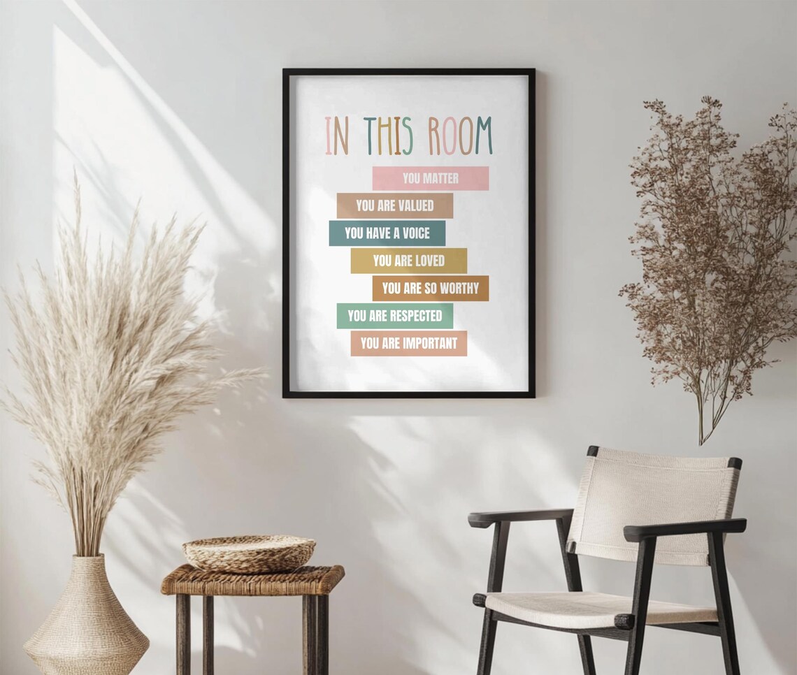 In This Room, Classroom Rules Kids Nursery Art - Image 4