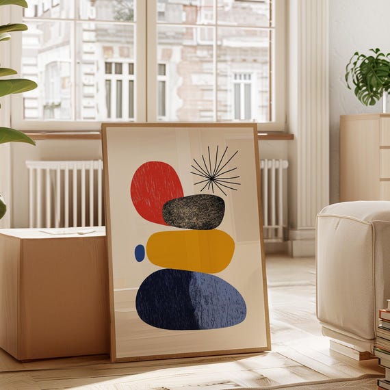 Modern Geometric Abstract Art Colorful Shape Stacking Canvas Print
