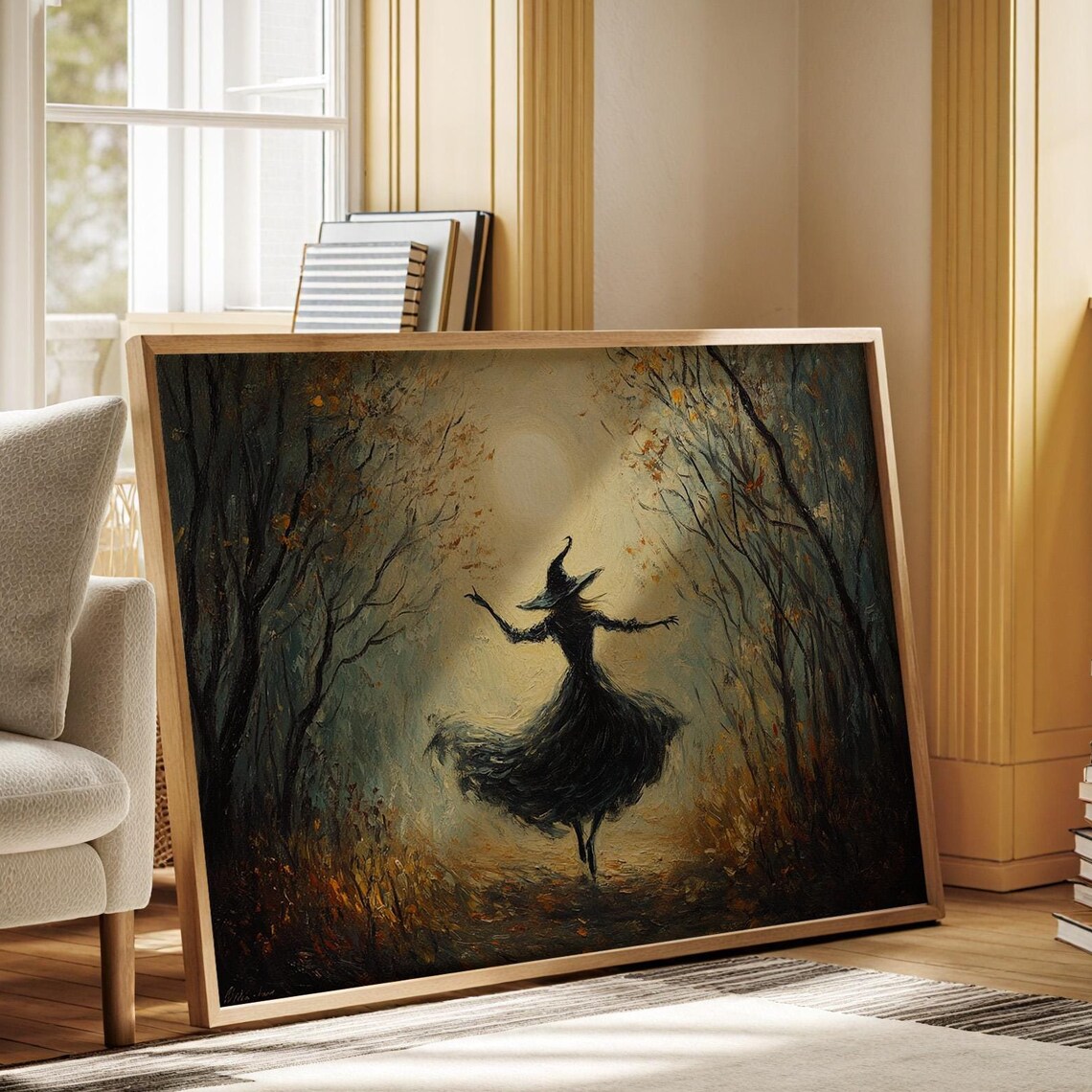 Enchanted Witch Dancing Under Moonlight Art Print