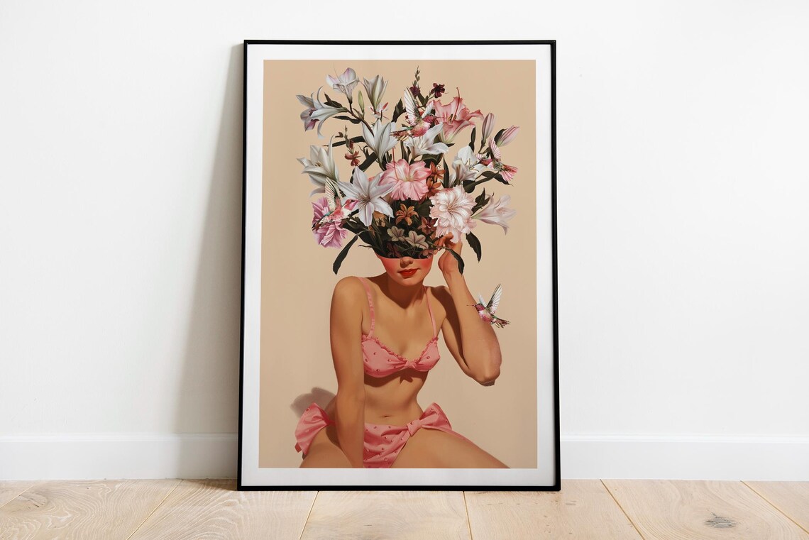 Blooming Mind Retro Surreal Botanical Art Print
