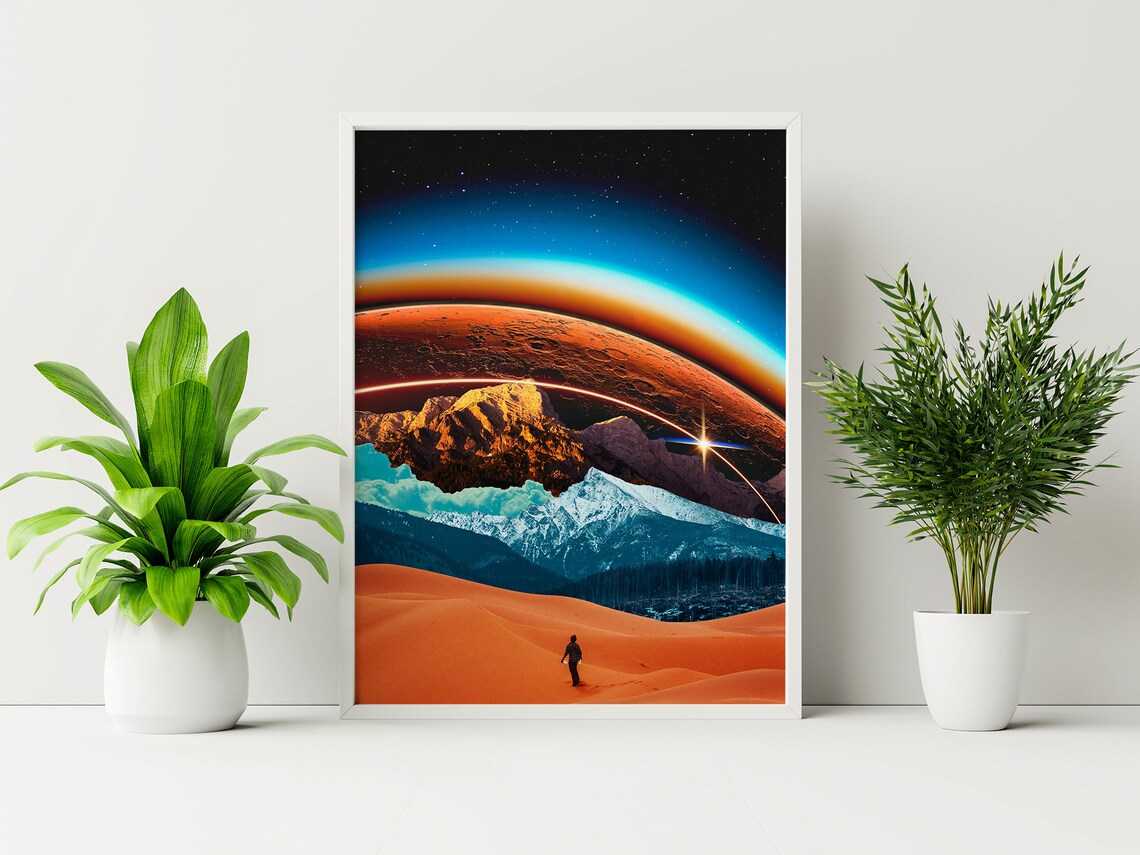 Surreal Landscape Modern Art Collage, Space Poster - Image 2