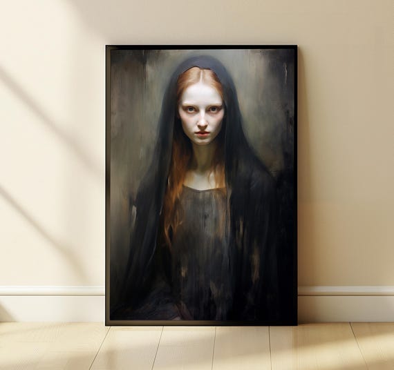 Bidtheewell Woman With Red Hair Framed Wall Art Print Portrait Large Gallery Ready To Hang New House Gift Redhead Gothic