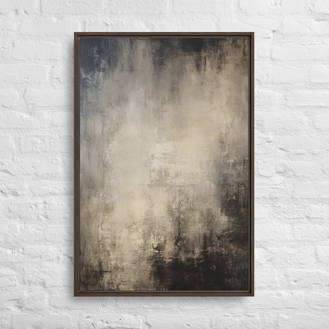 Abstract Neutral Textured Painting in Black and Beige Poster