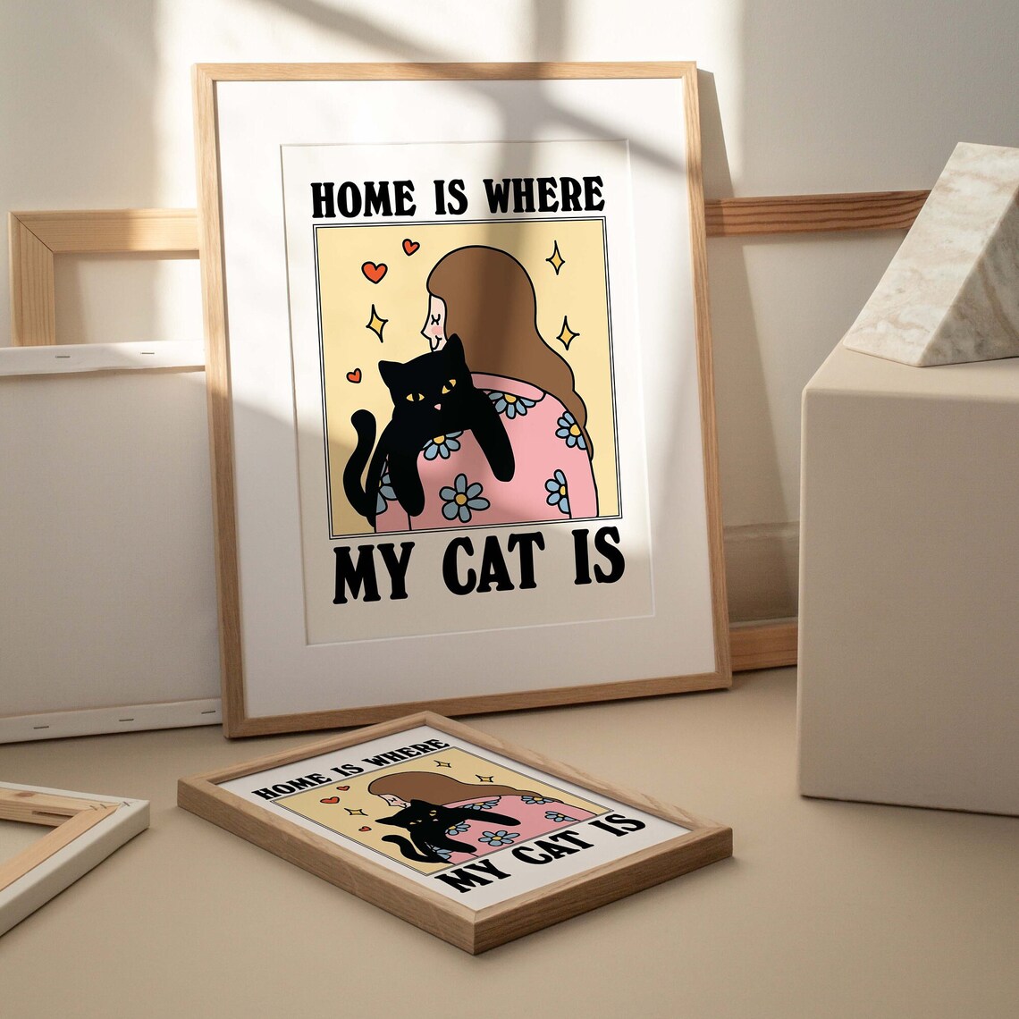 Cute Cat Print, Retro Cat Lady Kitchen Poster - Image 2