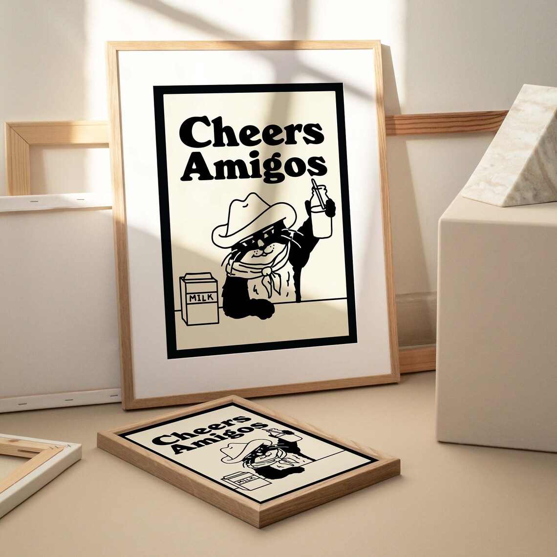 Cowboy Cat Retro Drink Poster, Kitchen Bar Decor - Image 3