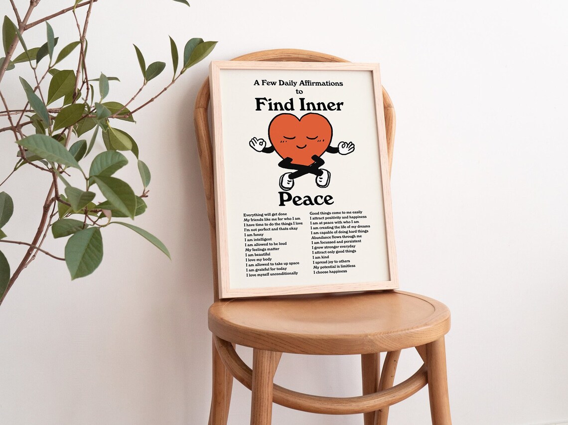 Positive Inner Peace Affirmations Aesthetic Typography Print - Image 4