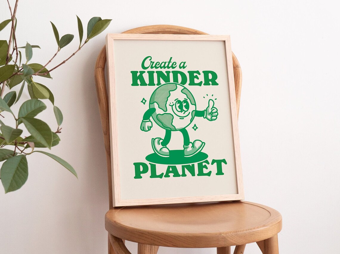 Earth Retro Character Quote Art Print, Rustic Vintage - Image 3