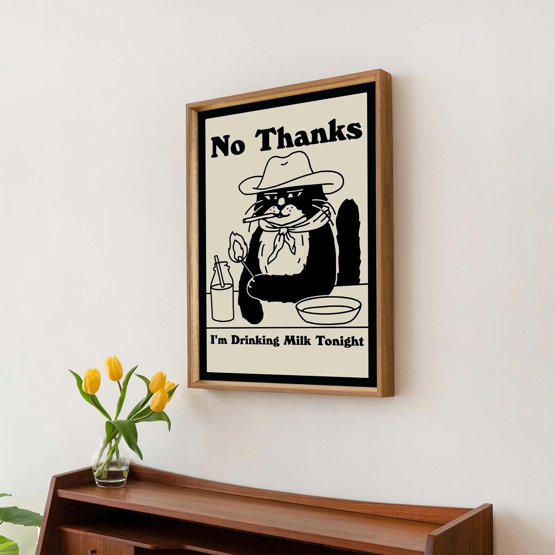 Cowboy Cat Retro Drink Poster, Kitchen Decor - Image 3