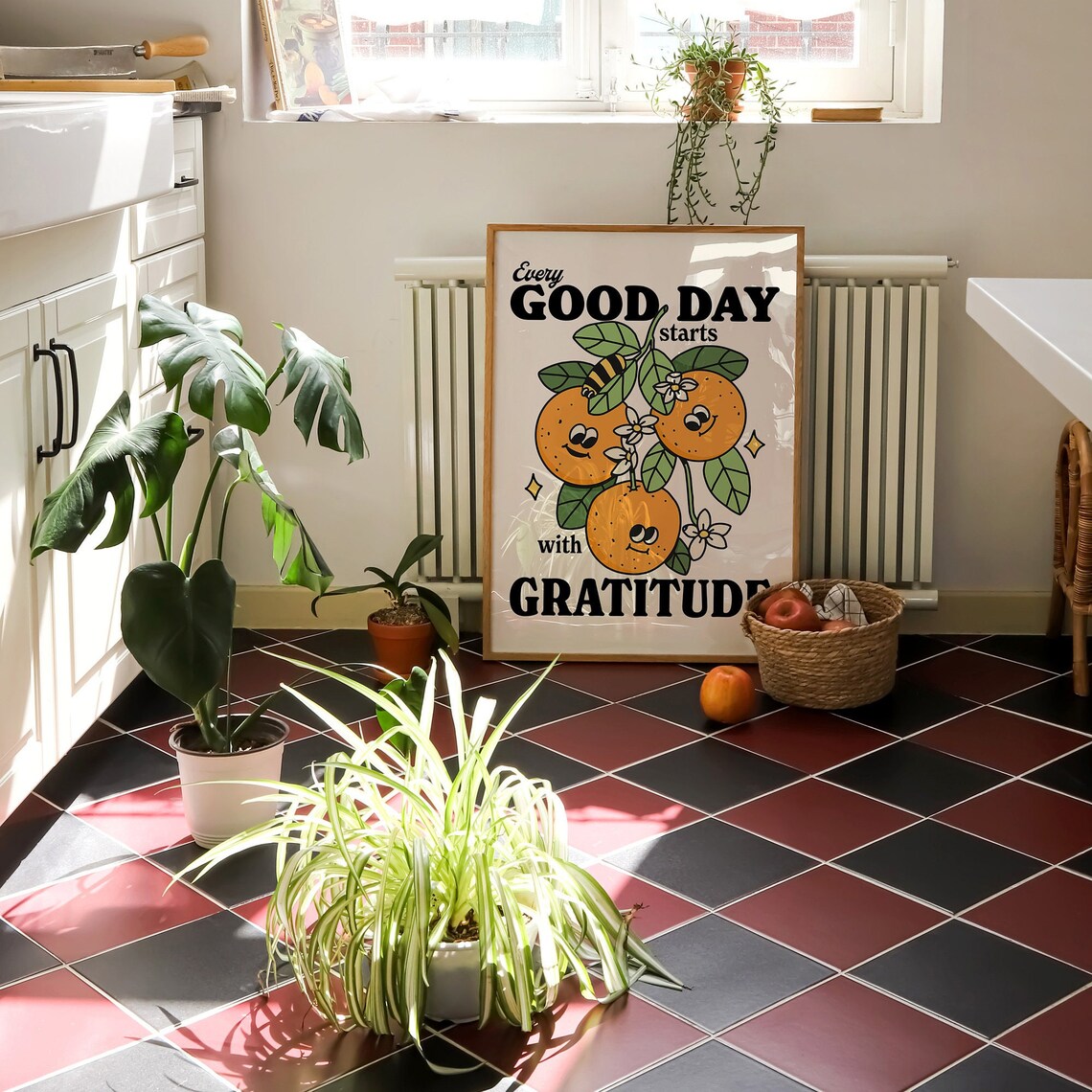 Retro Gratitude Print, Colorful Fruit Botanical Art - Image 3