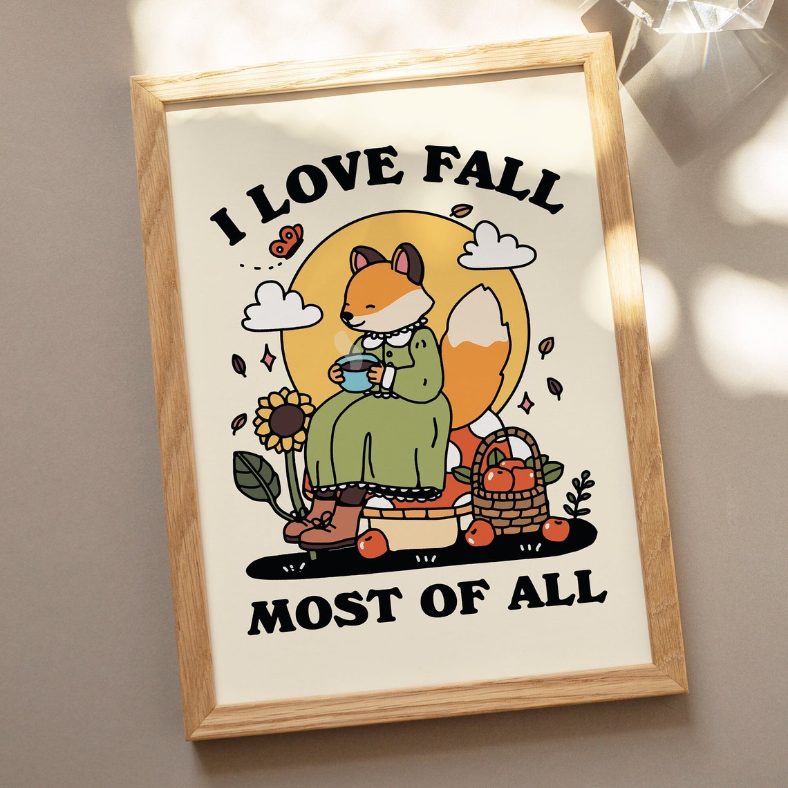 Retro Autumn Wall Decor Cute Fox Cosy Print I Love Fall Quote Prints Cute Posters Animal Prints Classroom Print Wall Art Fall Decor - Image 2